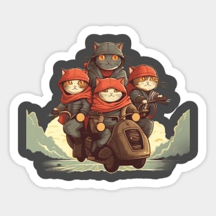 The gang of cat rider Sticker